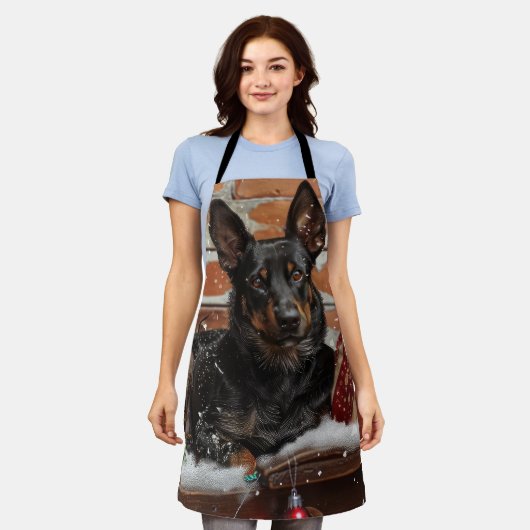 Australische Kelpie Hond Kerstfeest Schort (Gedragen)