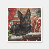 Australische Kelpie Hond Kerstfeest Servet (Voorkant)