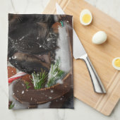 Australische Kelpie Hond Kerstfeest Theedoek (Quarter Fold)