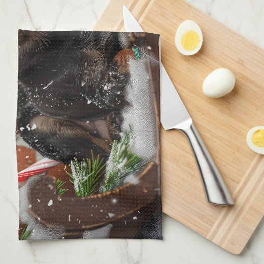 Australische Kelpie Hond Kerstfeest Theedoek (Quarter Fold)