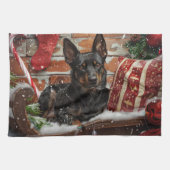 Australische Kelpie Hond Kerstfeest Theedoek (Horizontaal)