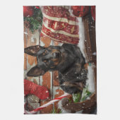 Australische Kelpie Hond Kerstfeest Theedoek (Verticaal)