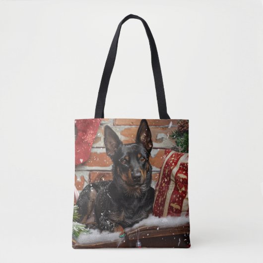 Australische Kelpie Hond Kerstfeest Tote Bag (Voorkant)