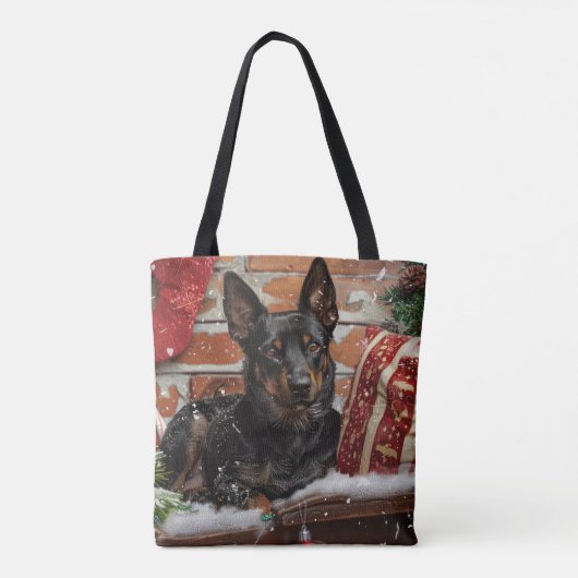 Australische Kelpie Hond Kerstfeest Tote Bag (Achterkant)
