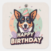 Australische Kelpie hond kleurrijk Vierkante Sticker (Voorkant)