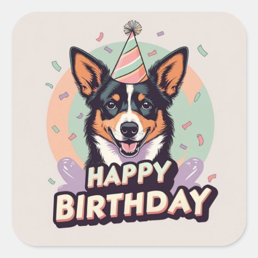 Australische Kelpie hond kleurrijk Vierkante Sticker (Voorkant)