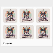 Australische Kelpie hond kleurrijk Vierkante Sticker (Vel)