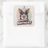 Australische Kelpie hond kleurrijk Vierkante Sticker (Tas)