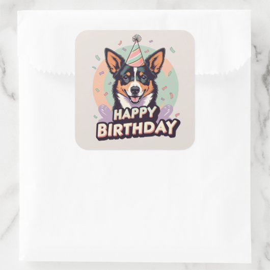 Australische Kelpie hond kleurrijk Vierkante Sticker (Tas)