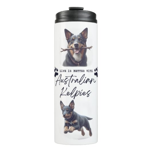 Australische Kelpie hond "Leven is beter met... Thermosbeker (Voorkant)