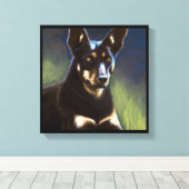 Australische Kelpie - Hond Portret Canvas Afdruk (Insitu (Houten vloer))