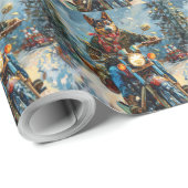 Australische Kelpie Hond Rijden Motorfiets Kerstmi Cadeaupapier (Rol Hoek)