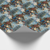 Australische Kelpie Hond Rijden Motorfiets Kerstmi Cadeaupapier (Hoek)