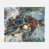 Australische Kelpie Hond Rijden Motorfiets Kerstmi Fleece Deken (Voorkant (Horizontaal))