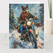 Australische Kelpie Hond Rijden Motorfiets Kerstmi Kaart (Voorkant)