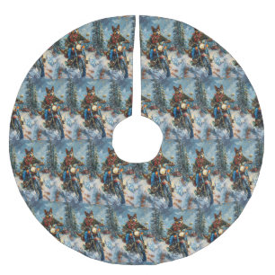 Australische Kelpie Hond Rijden Motorfiets Kerstmi Kerstboom Rok