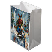 Australische Kelpie Hond Rijden Motorfiets Kerstmi Medium Cadeauzakje (Voorkant Gekanteld)