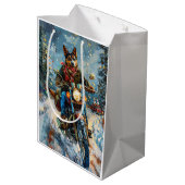 Australische Kelpie Hond Rijden Motorfiets Kerstmi Medium Cadeauzakje (Achterkant Gekanteld)