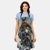 Australische Kelpie Hond Rijden Motorfiets Kerstmi Schort (Gedragen)