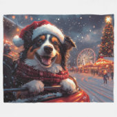 Australische Kelpie Hond Roller Coaster Kerstmis Fleece Deken (Voorkant (Horizontaal))