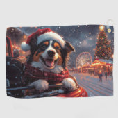 Australische Kelpie-hond Roller Coaster Kerstmis Golfhanddoek (Horizontaal)