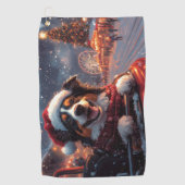 Australische Kelpie-hond Roller Coaster Kerstmis Golfhanddoek (Voorkant)