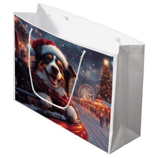 Australische Kelpie-hond Roller Coaster Kerstmis Groot Cadeauzakje (Voorkant Gekanteld)