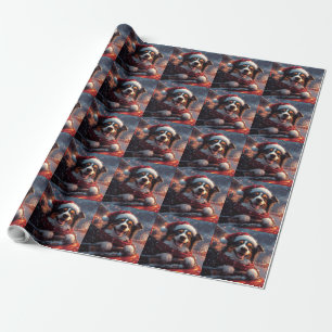 Australische Kelpie-hond Rollercoaster Kerstmis Cadeaupapier