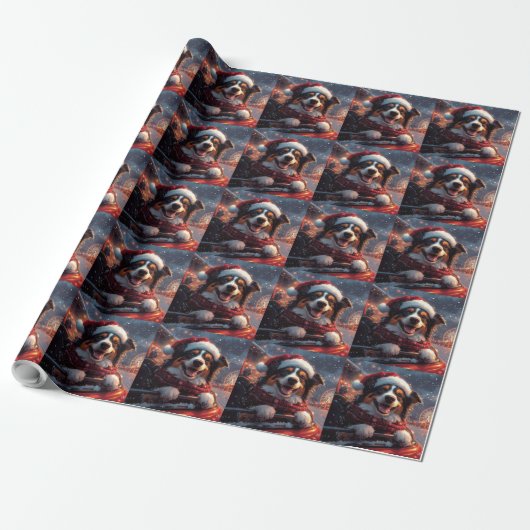 Australische Kelpie-hond Rollercoaster Kerstmis Cadeaupapier (Uitgerold)
