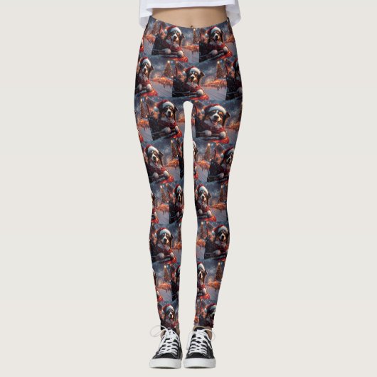 Australische Kelpie-hond rollercoaster Kerstmis Leggings (Voorkant)