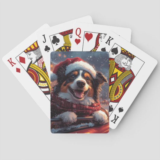 Australische Kelpie-hond Rollercoaster Kerstmis Pokerkaarten (Achterkant)
