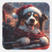 Australische Kelpie-hond rollercoaster Kerstmis Vierkante Sticker (Voorkant)