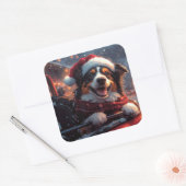 Australische Kelpie-hond rollercoaster Kerstmis Vierkante Sticker (Envelop)