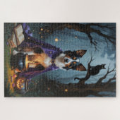 Australische Kelpie-hond Whimsical Halloween-schil Legpuzzel (Horizontaal)