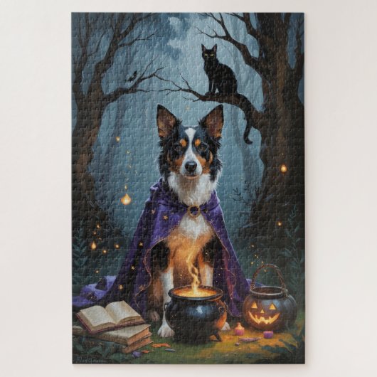 Australische Kelpie-hond Whimsical Halloween-schil Legpuzzel (Verticaal)