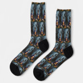 Australische Kelpie-hond Whimsical Halloween-schil Sokken (Links)