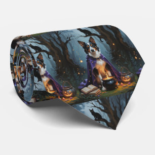 Australische Kelpie-hond Whimsical Halloween-schil Stropdas
