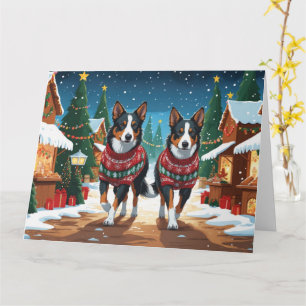 Australische Kelpie Honden Kerstmis Sneeuw Vakanti Kaart