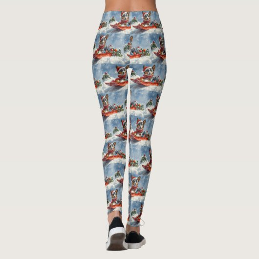Australische Kelpie in Sledge Laat het Sneeuw Kers Leggings (Achterkant)
