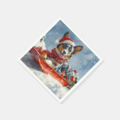 Australische Kelpie in Sledge Laat het Sneeuw Kers Servet (Hoek)