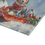 Australische Kelpie in slee laat het sneeuwen Kers Snijplank (Hoek)