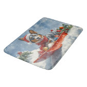 Australische Kelpie in slee Let it Snow Kerstmis Badmat (Gekanteld)