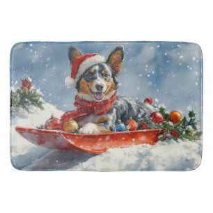 Australische Kelpie in slee Let it Snow Kerstmis Badmat