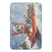 Australische Kelpie in slee Let it Snow Kerstmis Badmat (Voorkant Verticaal)