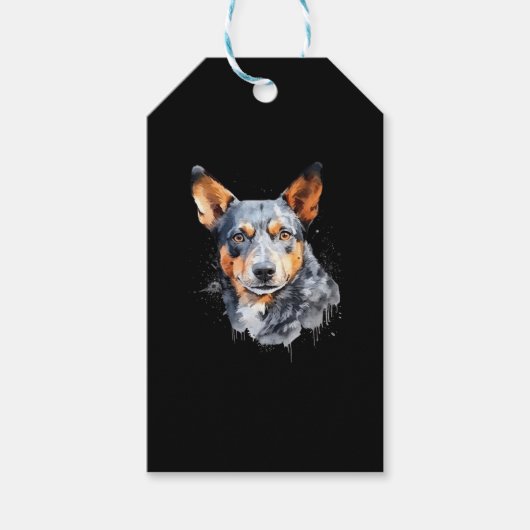 Australische Kelpie inkt splash Cadeaulabel (Voorkant)