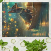 Australische Kelpie Kerst Feestelijke Reis Theedoek (Gevouwen)