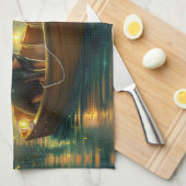 Australische Kelpie Kerst Feestelijke Reis Theedoek (Quarter Fold)