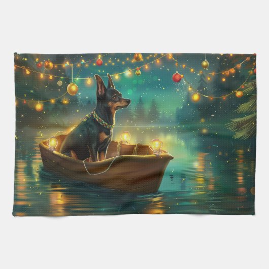 Australische Kelpie Kerst Feestelijke Reis Theedoek (Horizontaal)