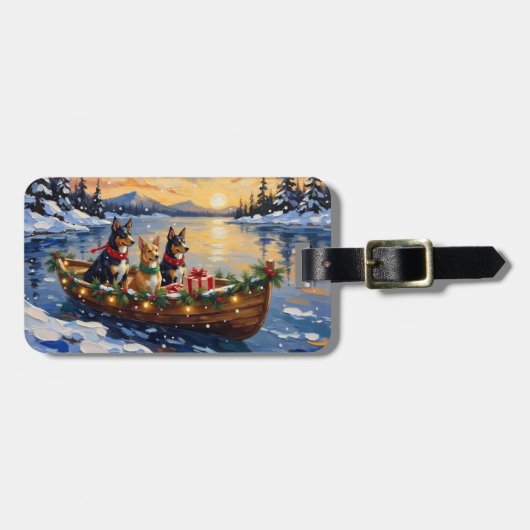 Australische Kelpie Kerstboot Vakantie Bagagelabel (Voorkant horizontaal)