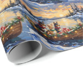 Australische Kelpie Kerstboot Vakantie Cadeaupapier (Rol Hoek)